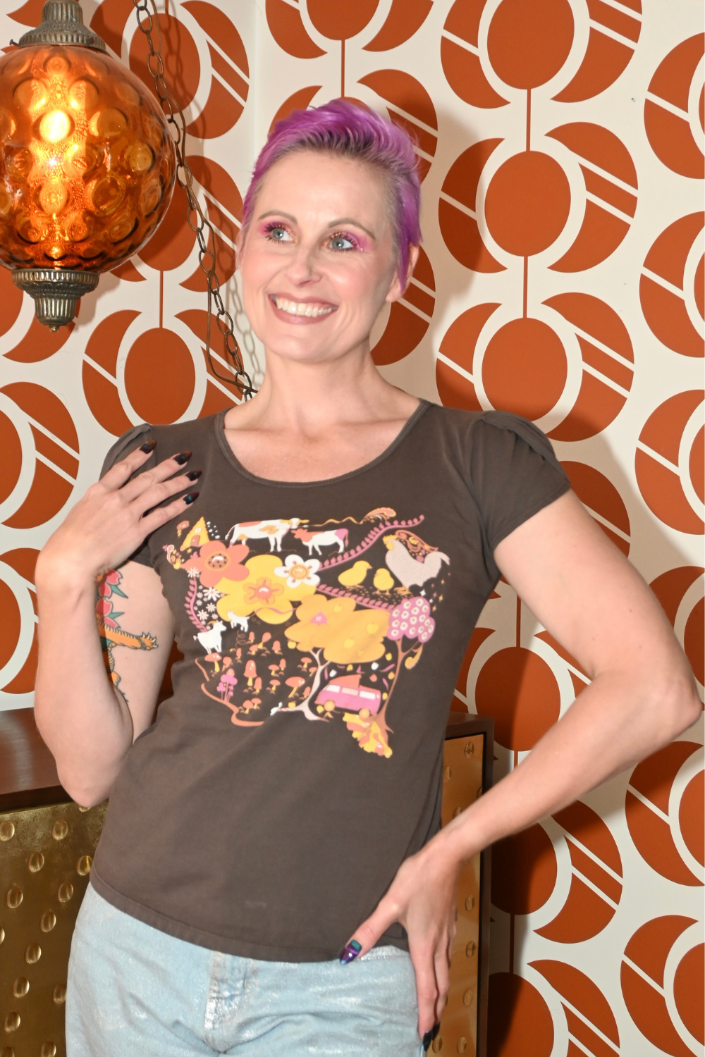 Whimsical Landscape & Animal Tee in Walnut Blue Platypus Clothing