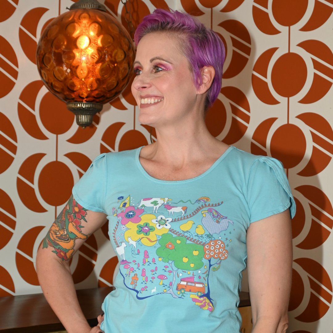 Whimsical Landscape & Animal Tee in Blue Skies Blue Platypus Clothing