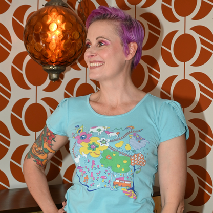Whimsical Landscape & Animal Tee in Blue Skies Blue Platypus Clothing