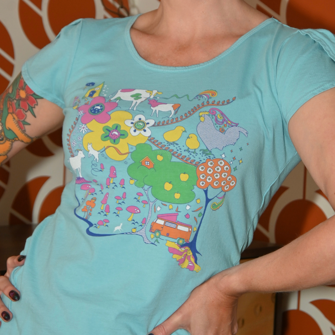 Whimsical Landscape & Animal Tee in Blue Skies Blue Platypus Clothing