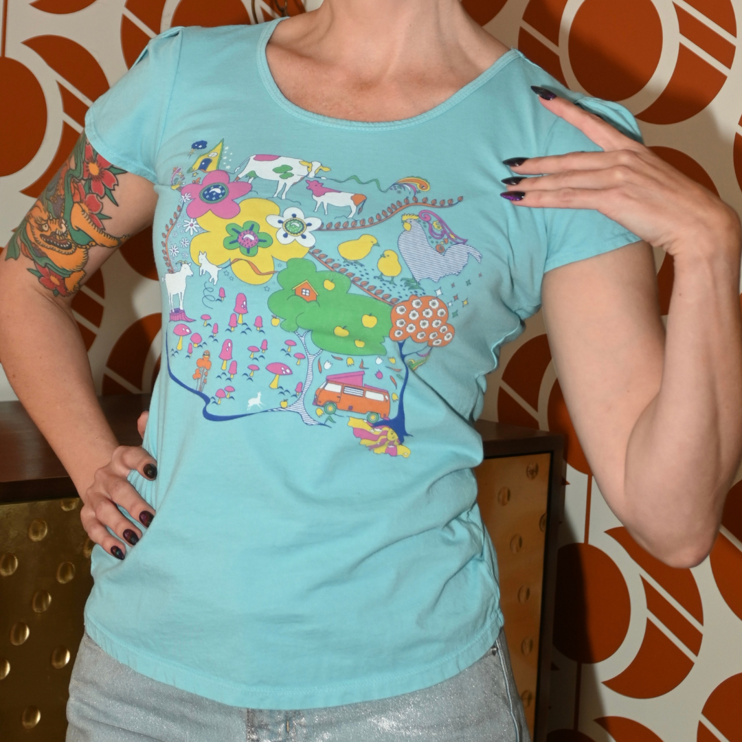 Whimsical Landscape & Animal Tee in Blue Skies Blue Platypus Clothing