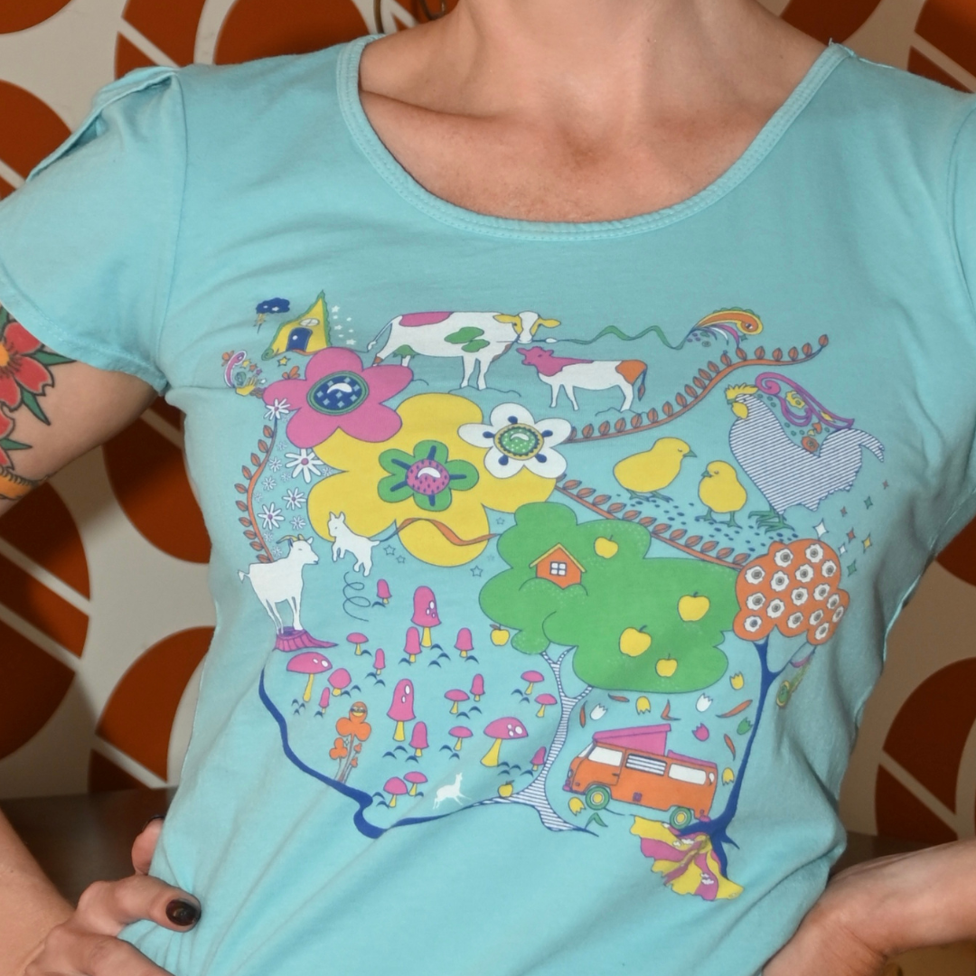 Whimsical Landscape & Animal Tee in Blue Skies Blue Platypus Clothing