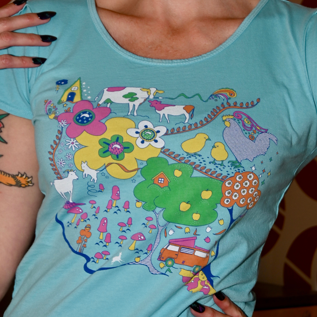 Whimsical Landscape & Animal Tee in Blue Skies Blue Platypus Clothing