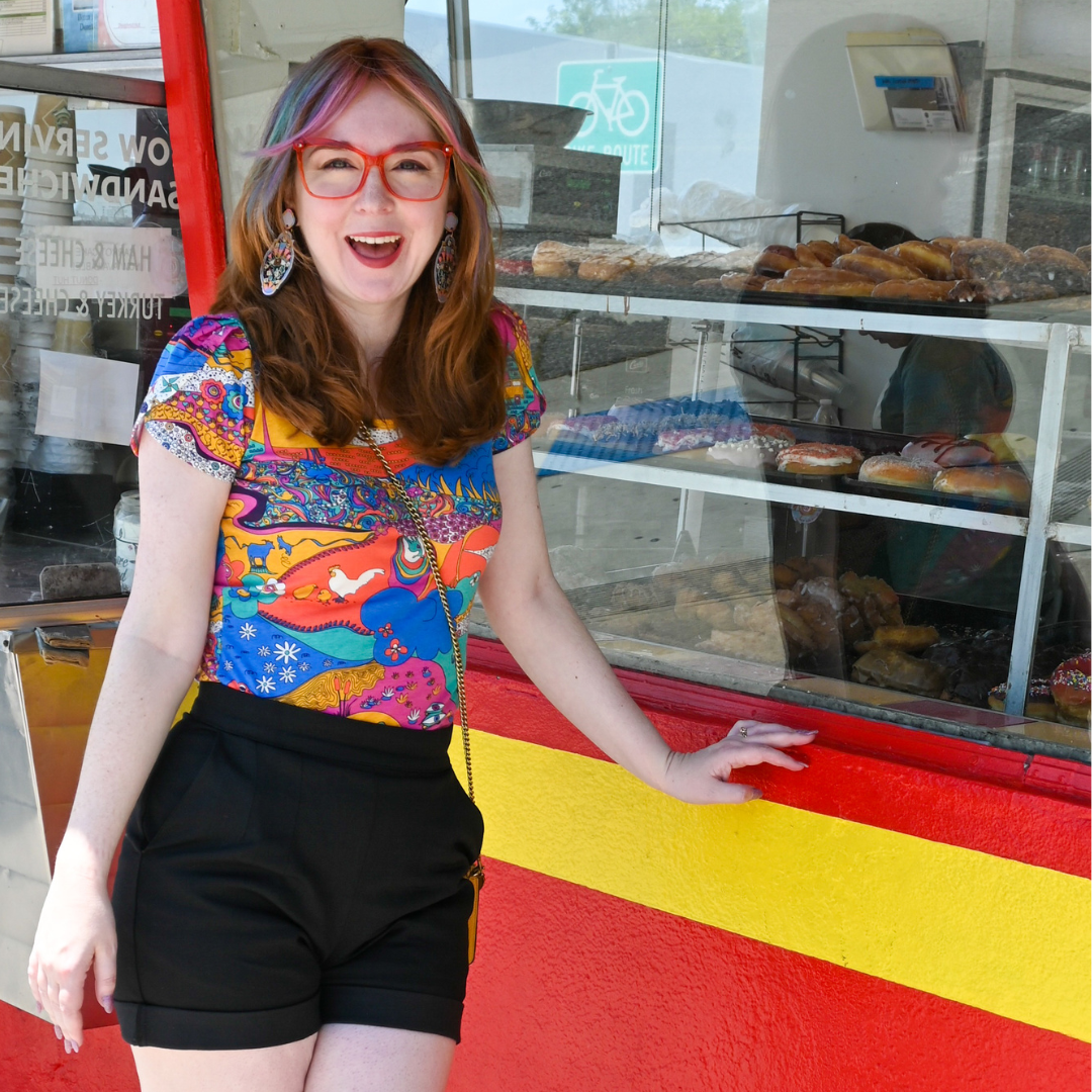 Luscious Landscape Tulip Sleeve Tee in Periwinkle Blue Platypus Clothing