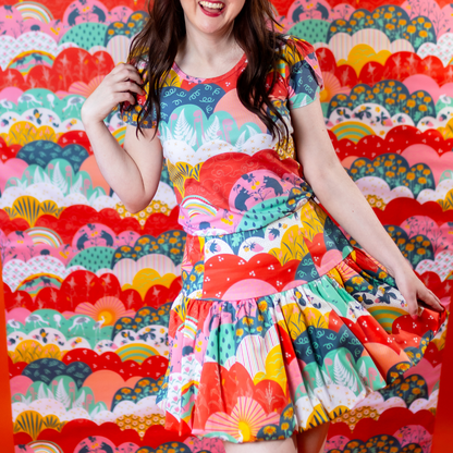 Tulip Sleeve in Mint & Strawberry Meadow Print Blue Platypus Clothing