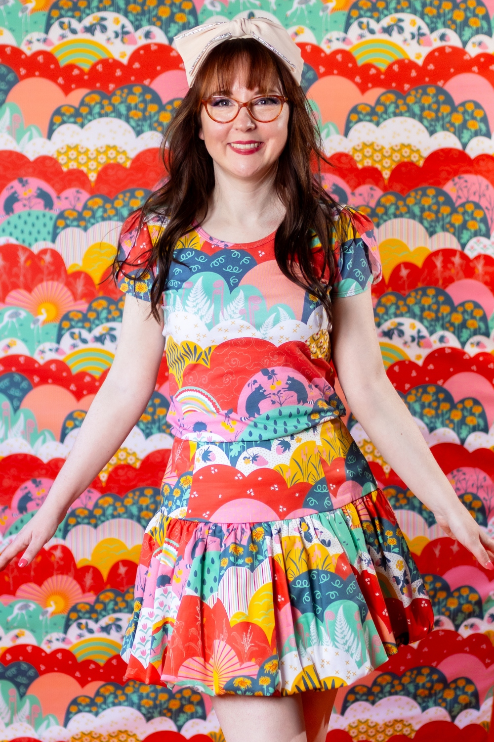 Tulip Sleeve in Mint & Strawberry Meadow Print Blue Platypus Clothing