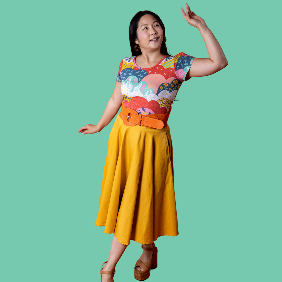 Tulip Sleeve in Mint & Strawberry Meadow Print Blue Platypus Clothing