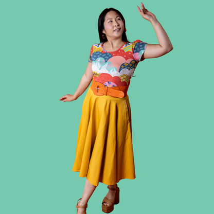 Tulip Sleeve in Mint & Strawberry Meadow Print Blue Platypus Clothing