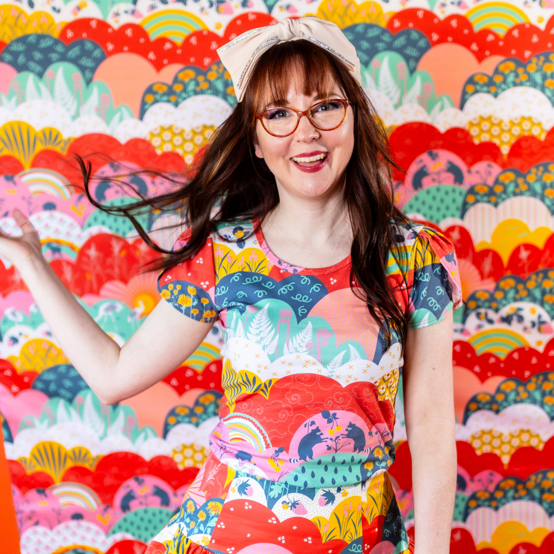 Tulip Sleeve in Mint & Strawberry Meadow Print Blue Platypus Clothing