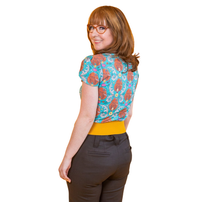 Cheeky Monkeys Tulip Sleeve Tee in Blue Hawaiian Blue Platypus Clothing