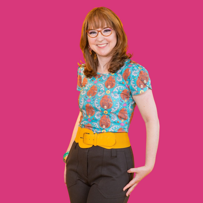Cheeky Monkeys Tulip Sleeve Tee in Blue Hawaiian Blue Platypus Clothing