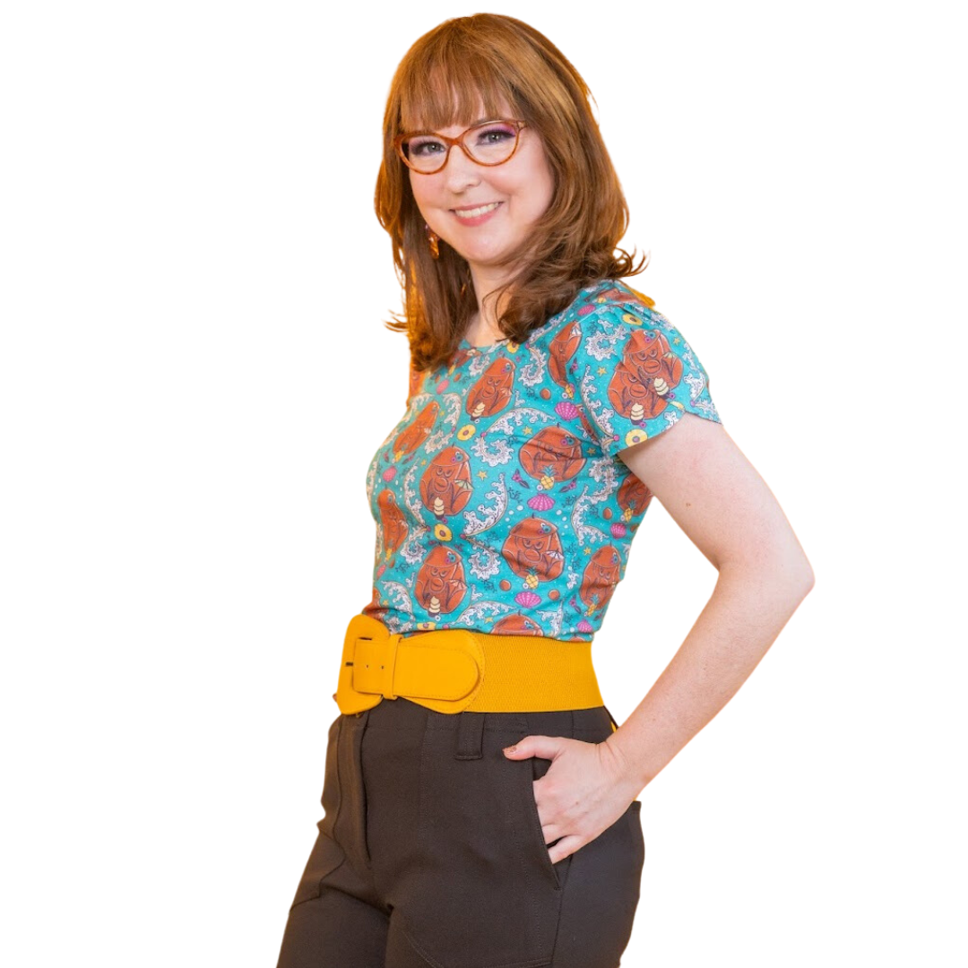 Cheeky Monkeys Tulip Sleeve Tee in Blue Hawaiian Blue Platypus Clothing