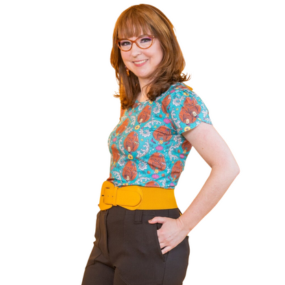 Cheeky Monkeys Tulip Sleeve Tee in Blue Hawaiian Blue Platypus Clothing