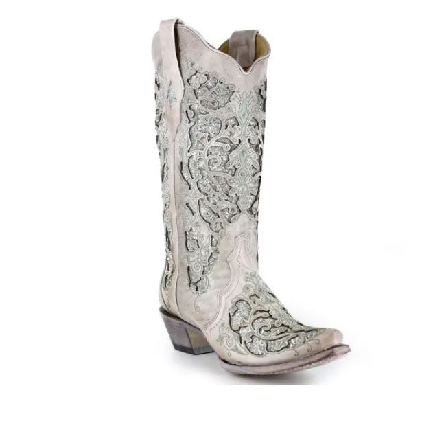 Rhinestone Hollow Out Flower Cowgirl Boots – Sexy High Heel Western Style Country in My Heart