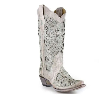 Rhinestone Hollow Out Flower Cowgirl Boots – Sexy High Heel Western Style Country in My Heart