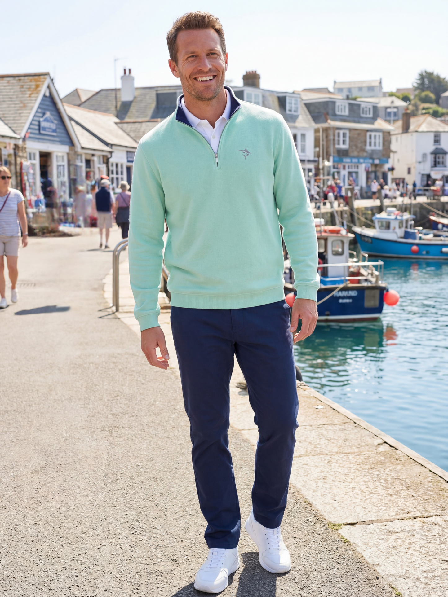 Turnberry Quarter Zip Smooth Knit White Water Life