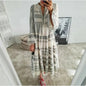 Summer Women's Geometric Print V-Neck Maxi Dress