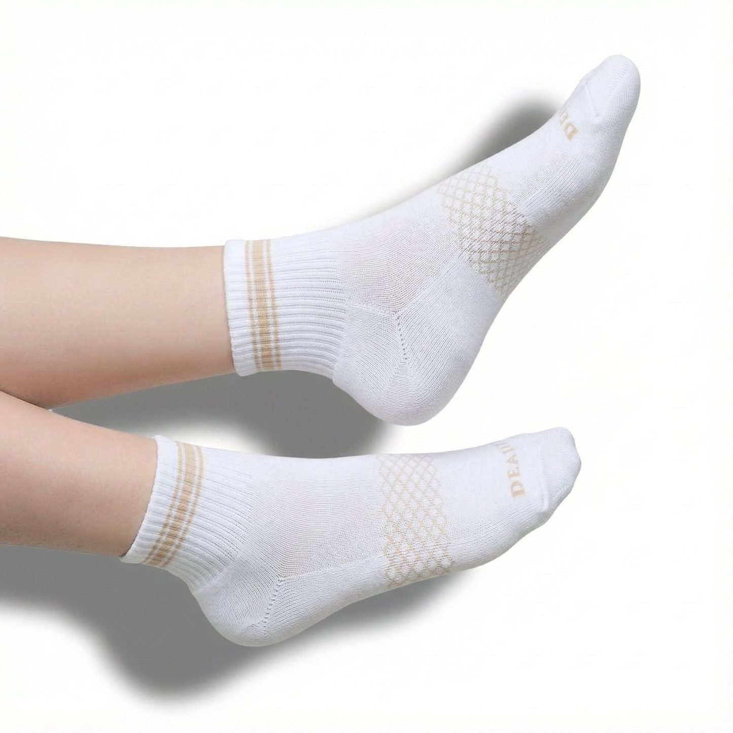 White/Tan Quarter Crew Women's Socks DeadSoxy