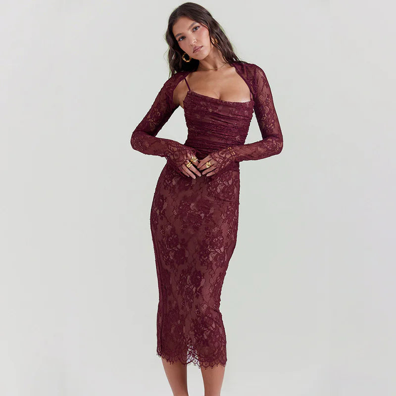 Elegant Red Spaghetti Strap Party Dress