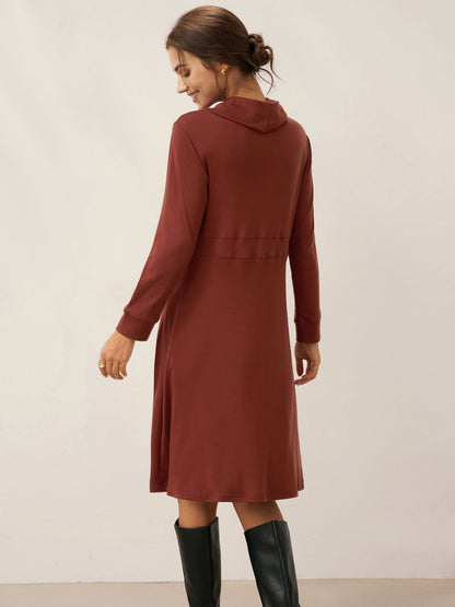 Lyocell Wool Draped Neck Stretch Midi Dress KIRA