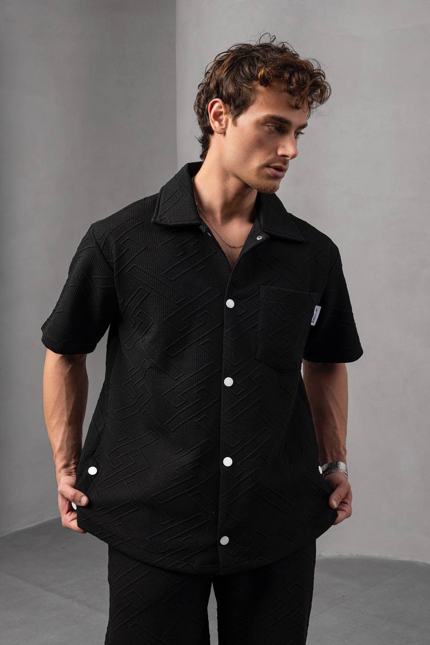 Textured Geometric Shirt Withinblack