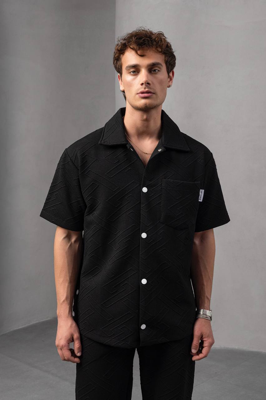 Textured Geometric Shirt Withinblack