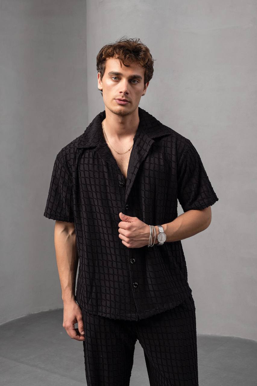 Textured Square Pattern Co-ord Set Withinblack