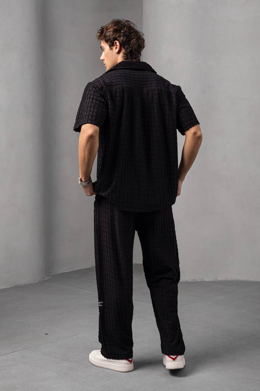 Textured Square Pattern Co-ord Set Withinblack