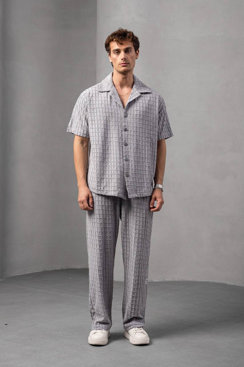 Textured Square Pattern Co-ord Set Withinblack