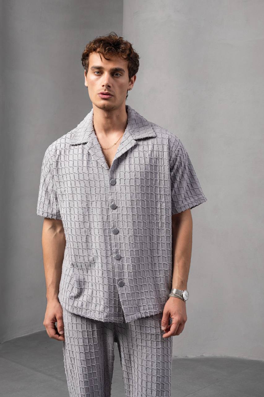 Textured Square Pattern Co-ord Set Withinblack