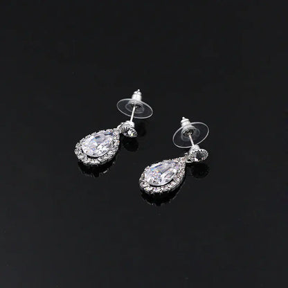 Luxury Zirconia Waterdrop Necklace and Earrings Set