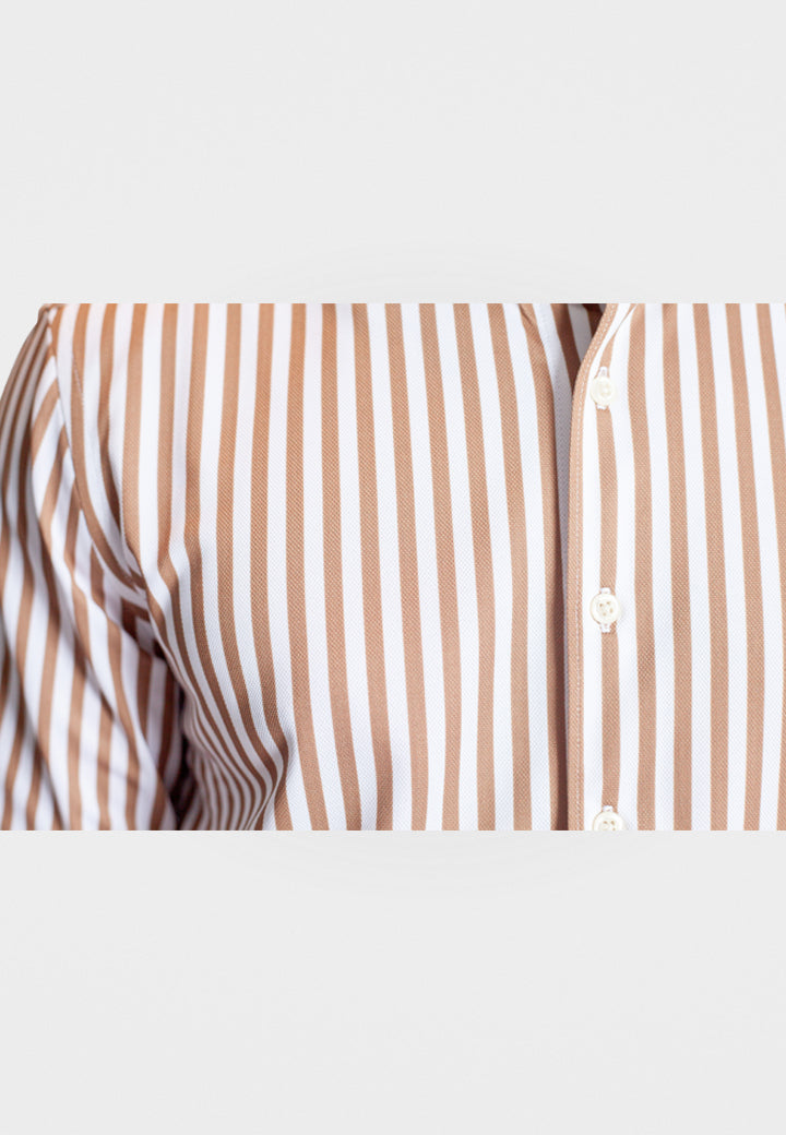 The Go Big Stripe Long Sleeve Tech Shirt - Espresso Buki