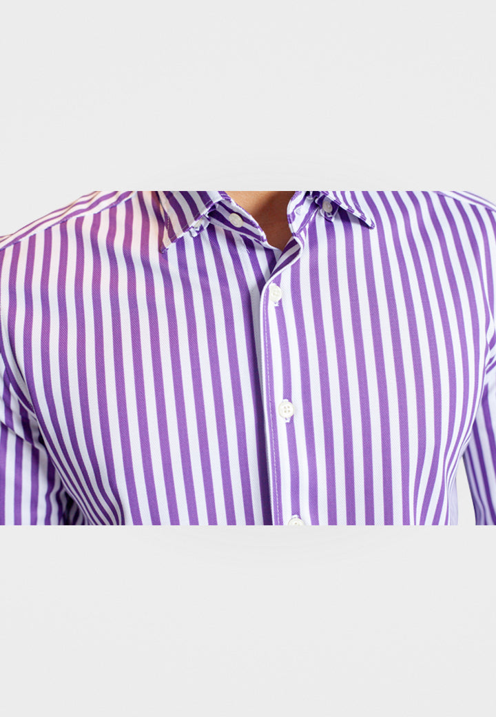 The Go Big Stripe Long Sleeve Tech Shirt - Grape Buki