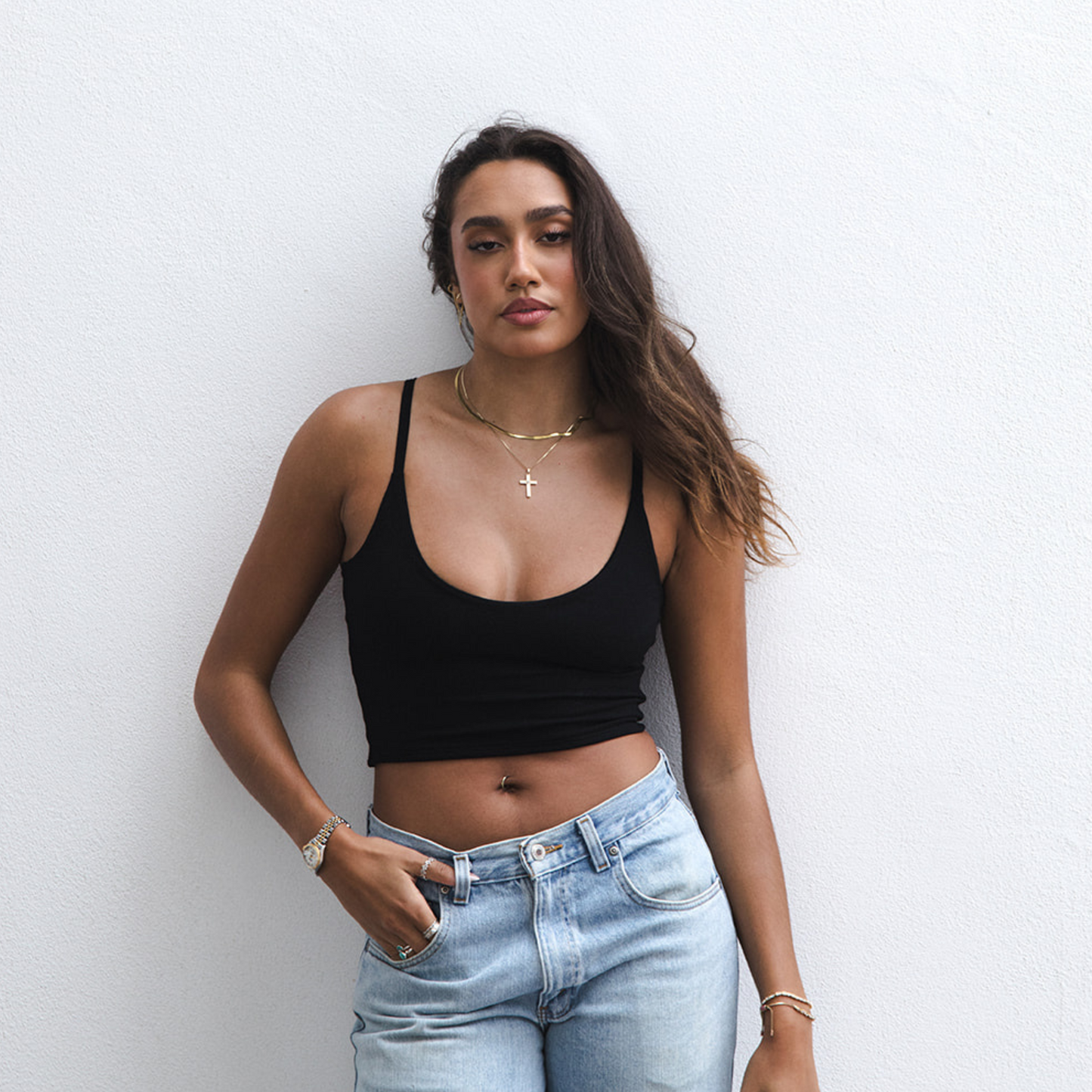 The Kyla - Double Layer Crop - Black Boob-eez