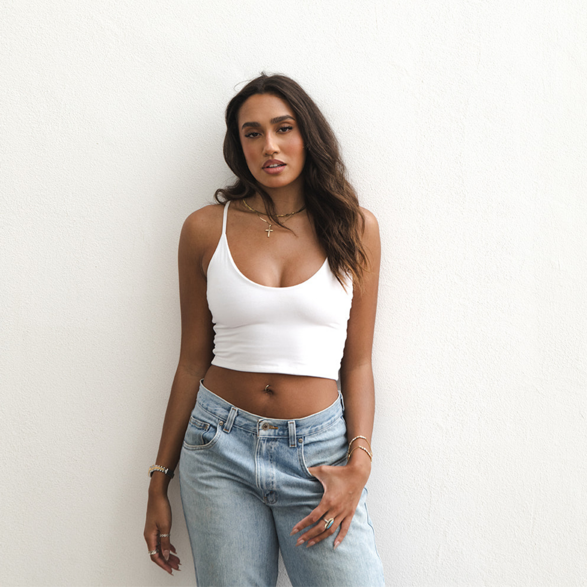 The Kyla - Double Layer Crop - White Boob-eez