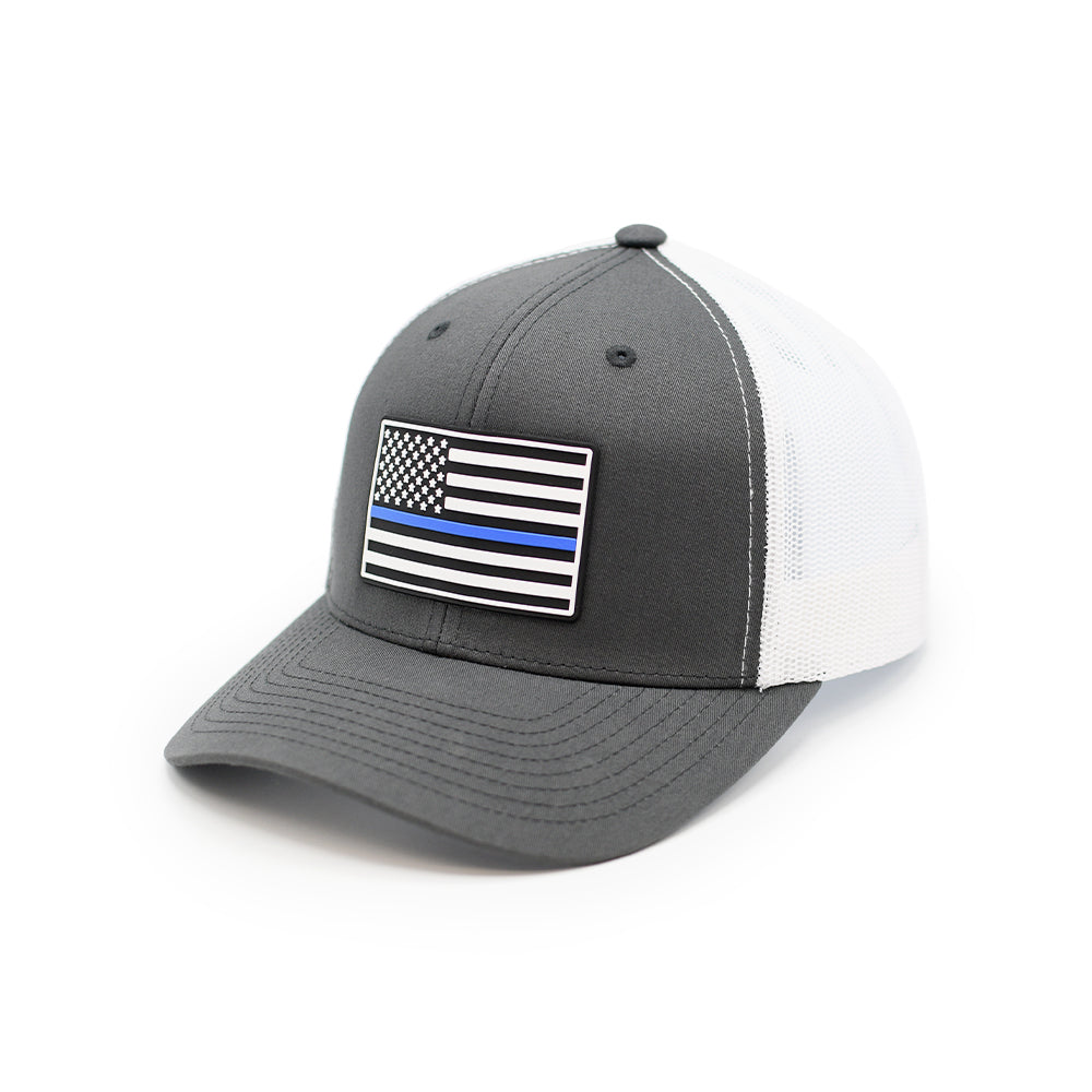 Thin Blue Line Flag PVC Patch Hat Shield Republic