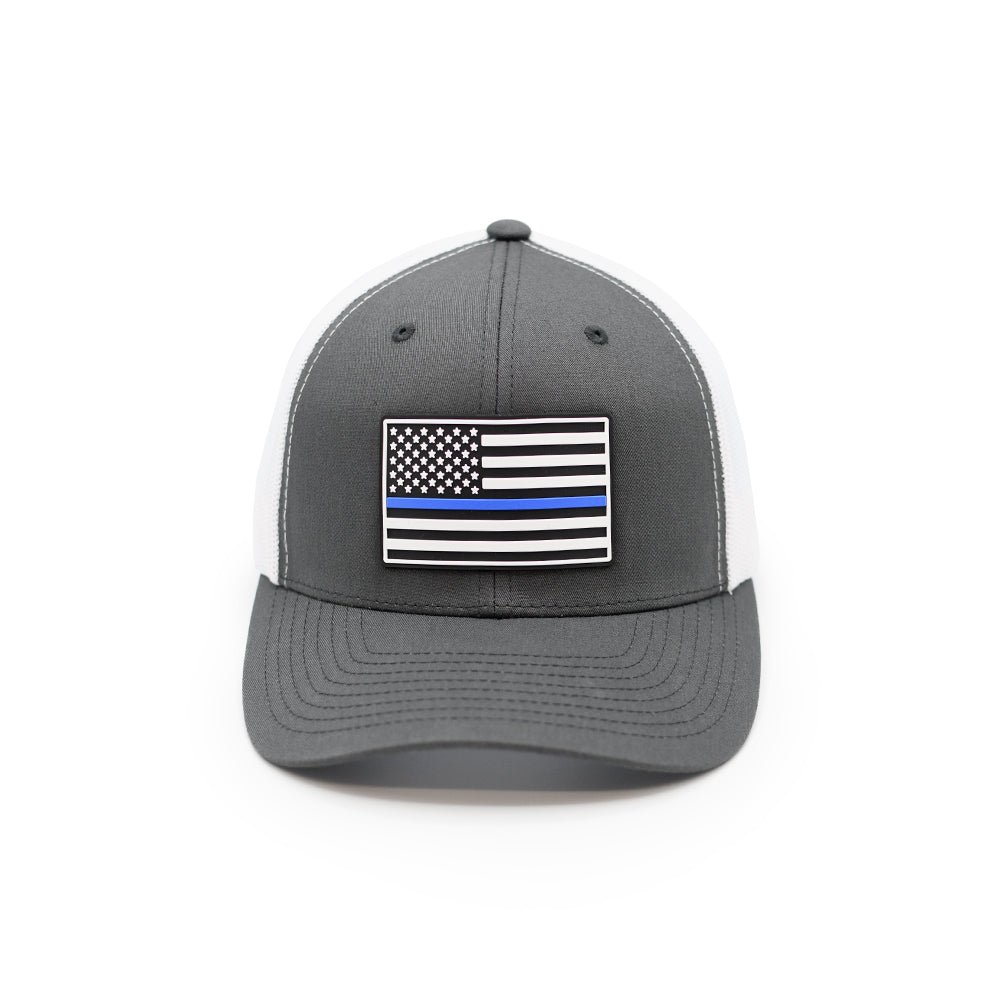 Thin Blue Line Flag PVC Patch Hat Shield Republic