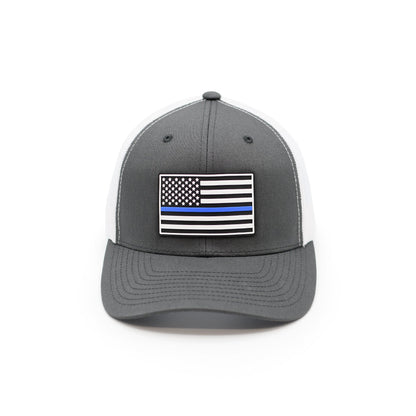 Thin Blue Line Flag PVC Patch Hat Shield Republic