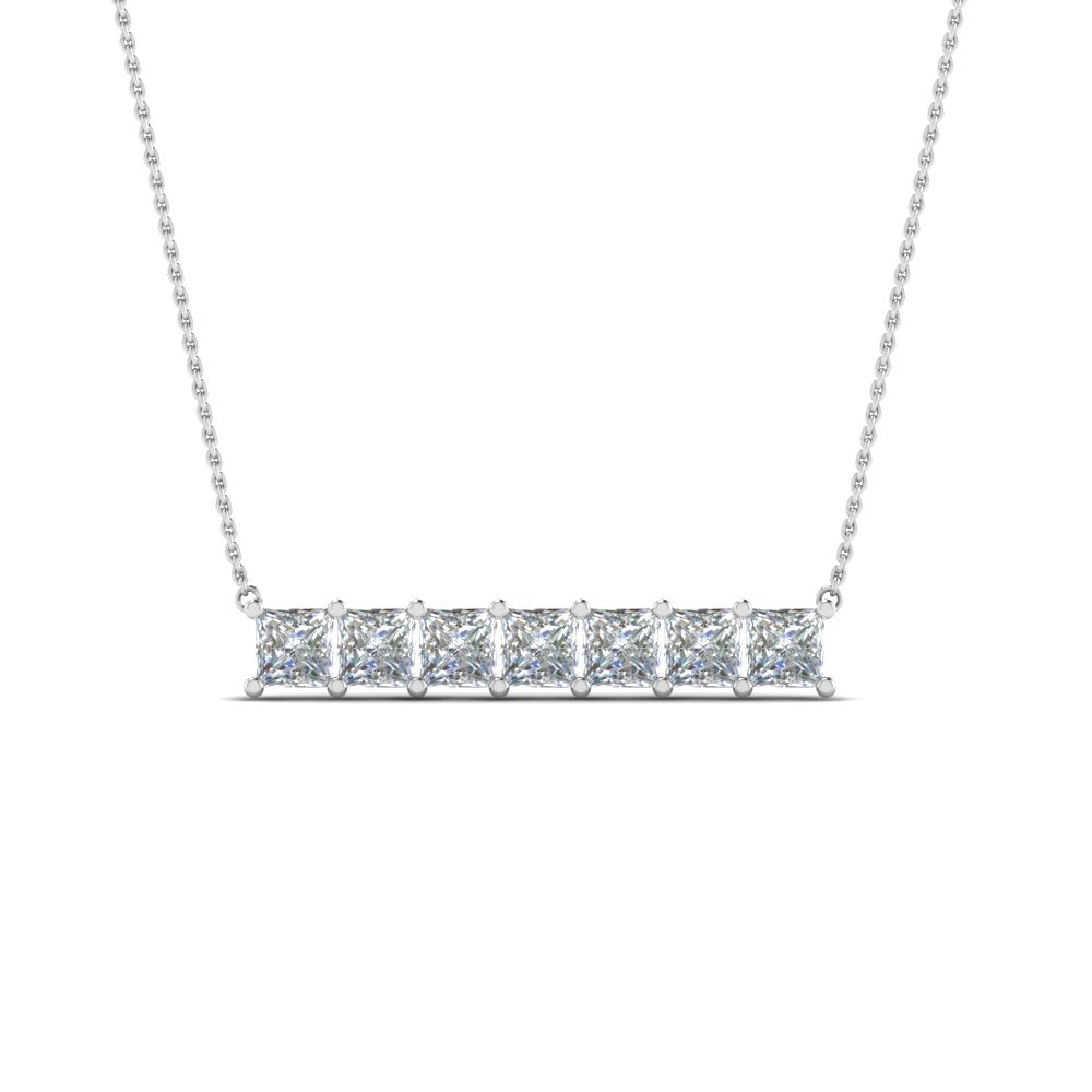 Princess Cut Horizontal Bar Pendant Fascinating Diamonds