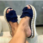 Ladies Bow Sandals with Platform Wedge Heel