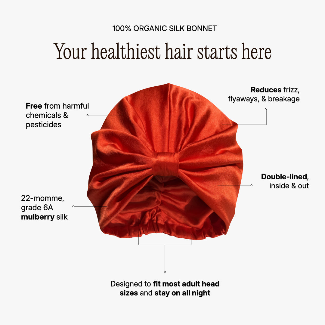 Organic Silk Hair Bonnet Tomato Red LINA LENNOX