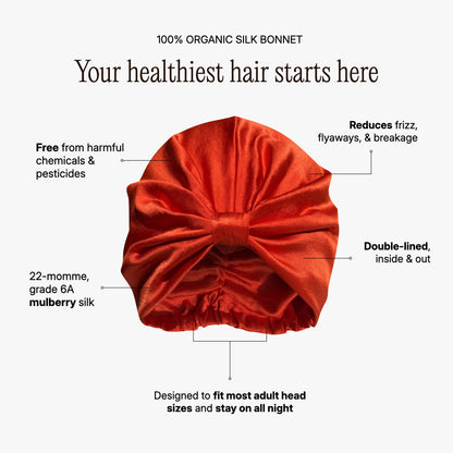 Organic Silk Hair Bonnet Tomato Red LINA LENNOX