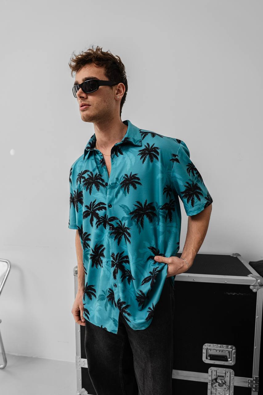 Tommy Vercetti Oversize Tropical Shirt – Palm Print Button-Up Withinblack