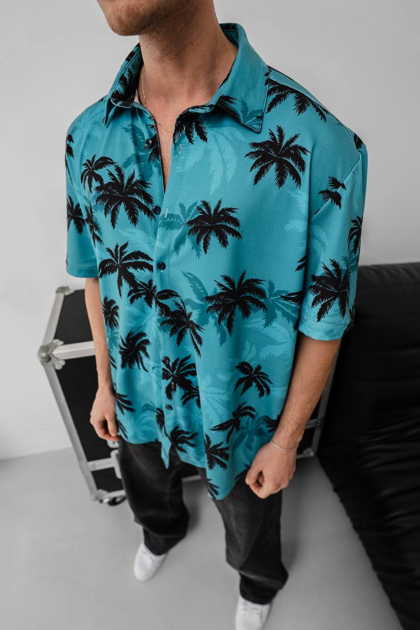 Tommy Vercetti Oversize Tropical Shirt – Palm Print Button-Up Withinblack