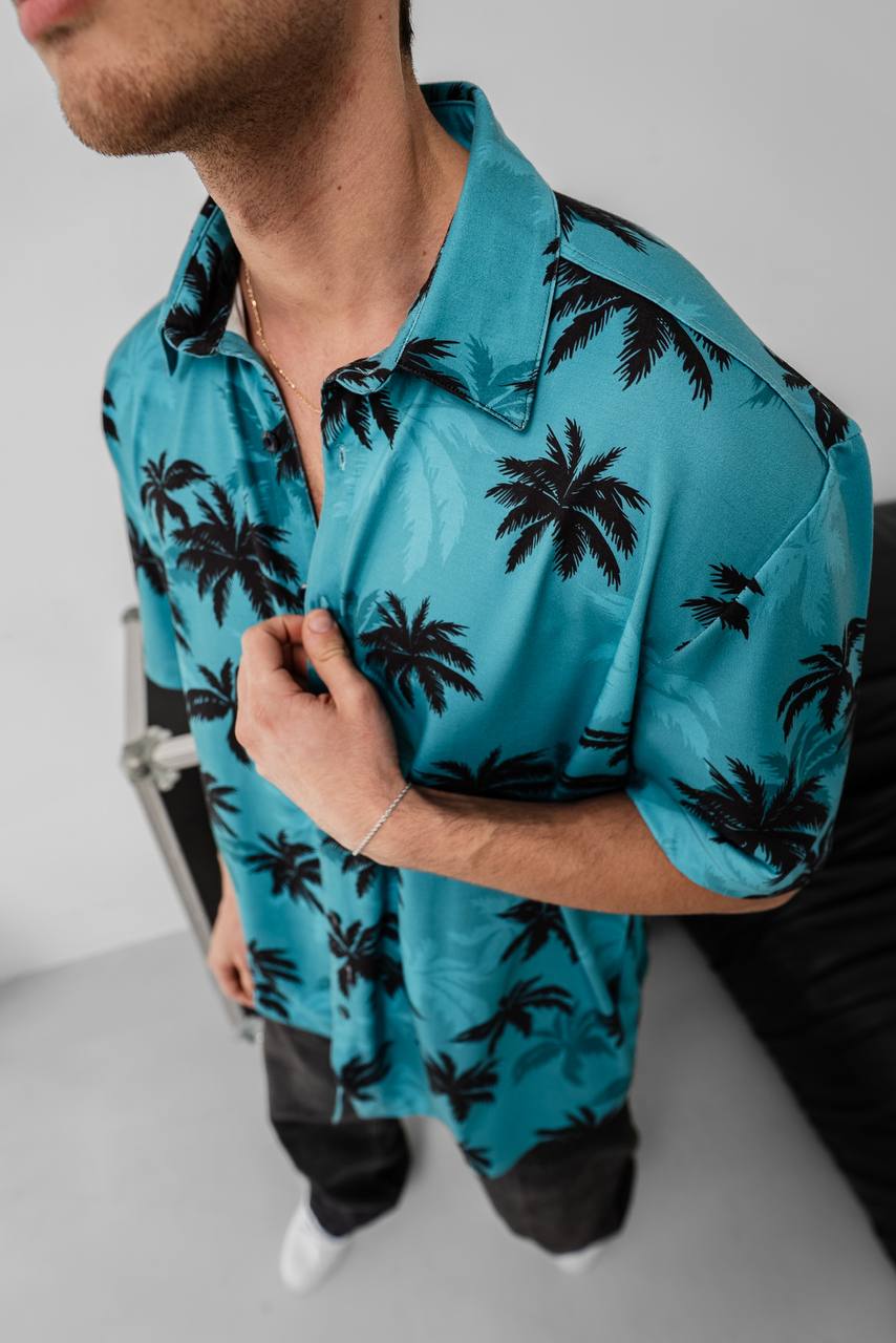 Tommy Vercetti Oversize Tropical Shirt – Palm Print Button-Up Withinblack