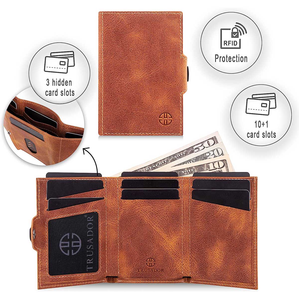 Toscana Trifold Leather Wallet Trusador