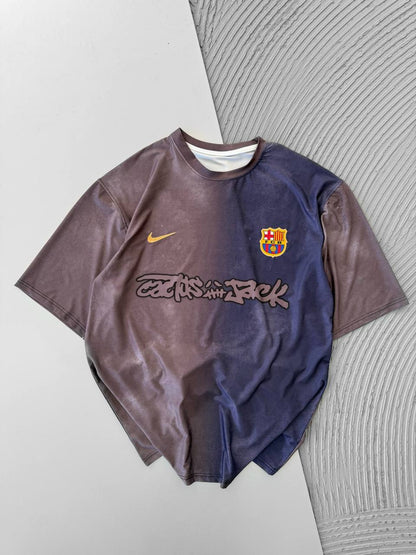 Travis Scott Cactus Jack FC Barcelona Distressed T-Shirt Withinblack