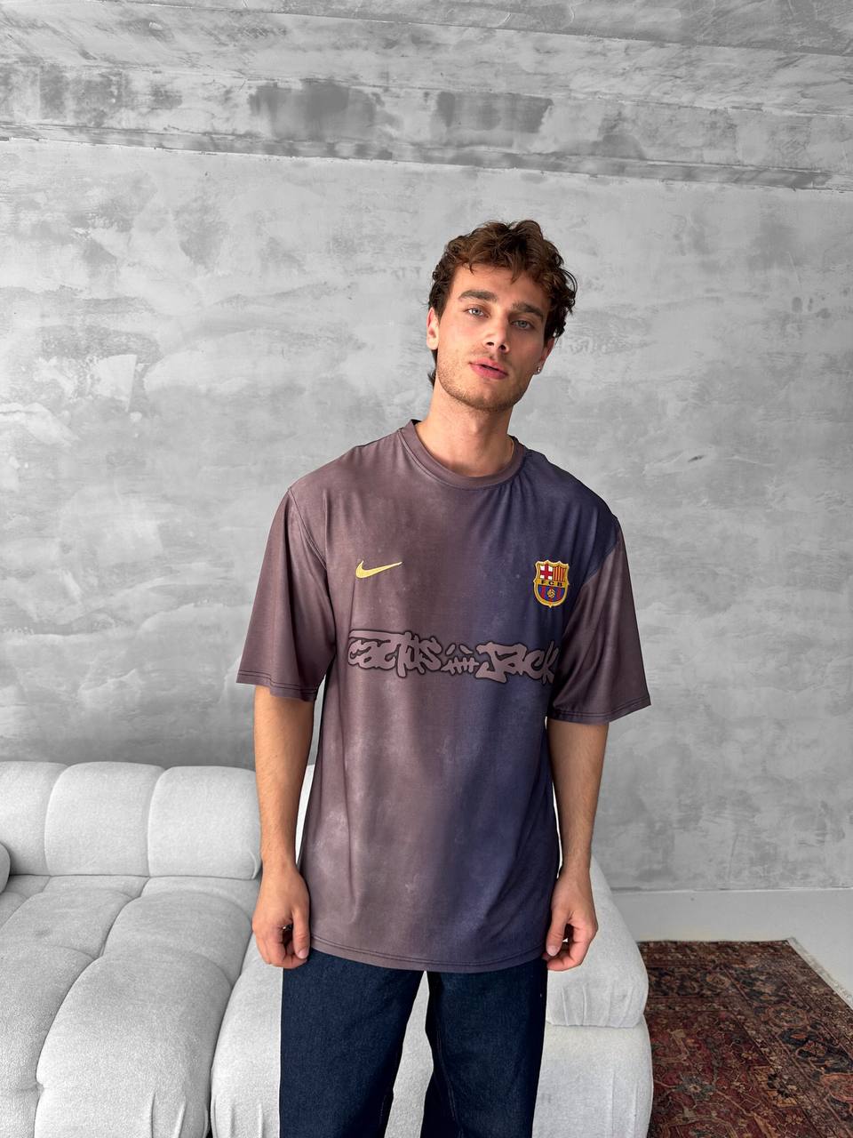 Travis Scott Cactus Jack FC Barcelona Distressed T-Shirt Withinblack