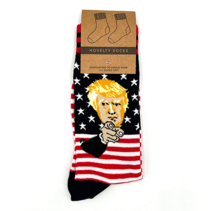 Trump USA Flag Novelty Socks Shield Republic