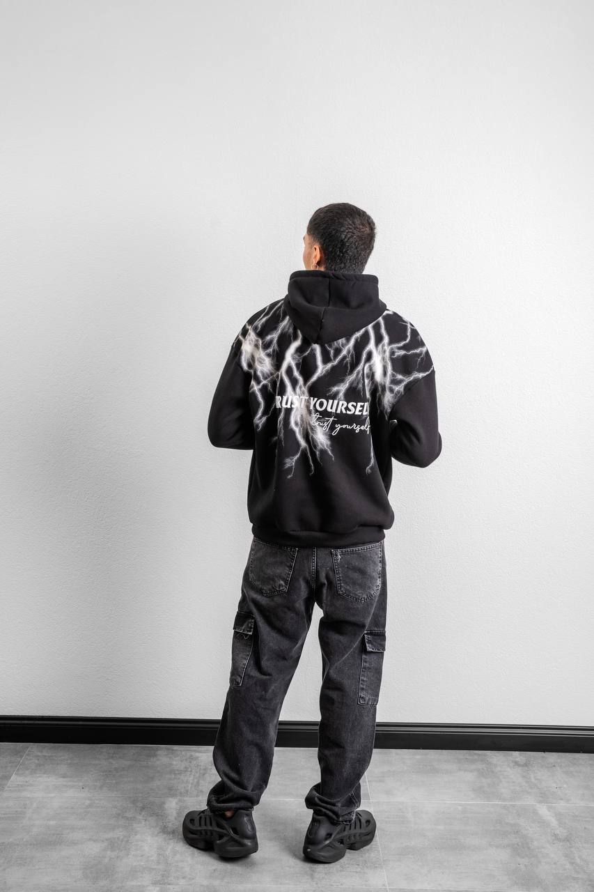 Trust Yourself Embroidered Detail Oversize Sweatshirt Withinblack
